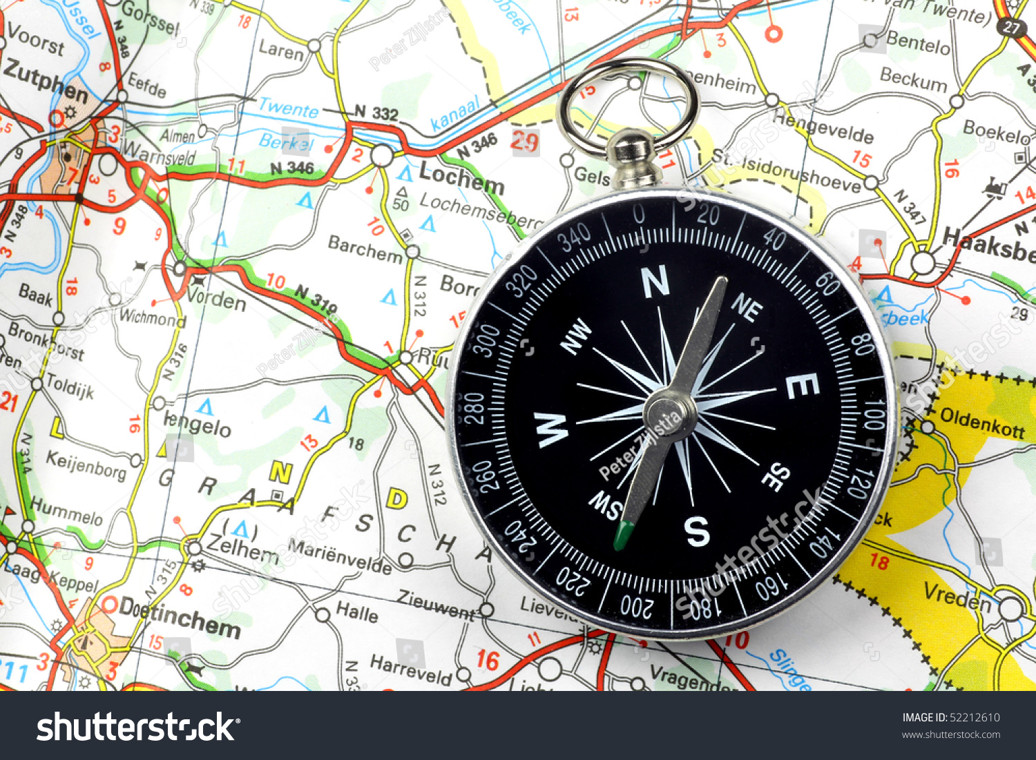 Compass On A Map Stock Photo 52212610 : Shutterstock