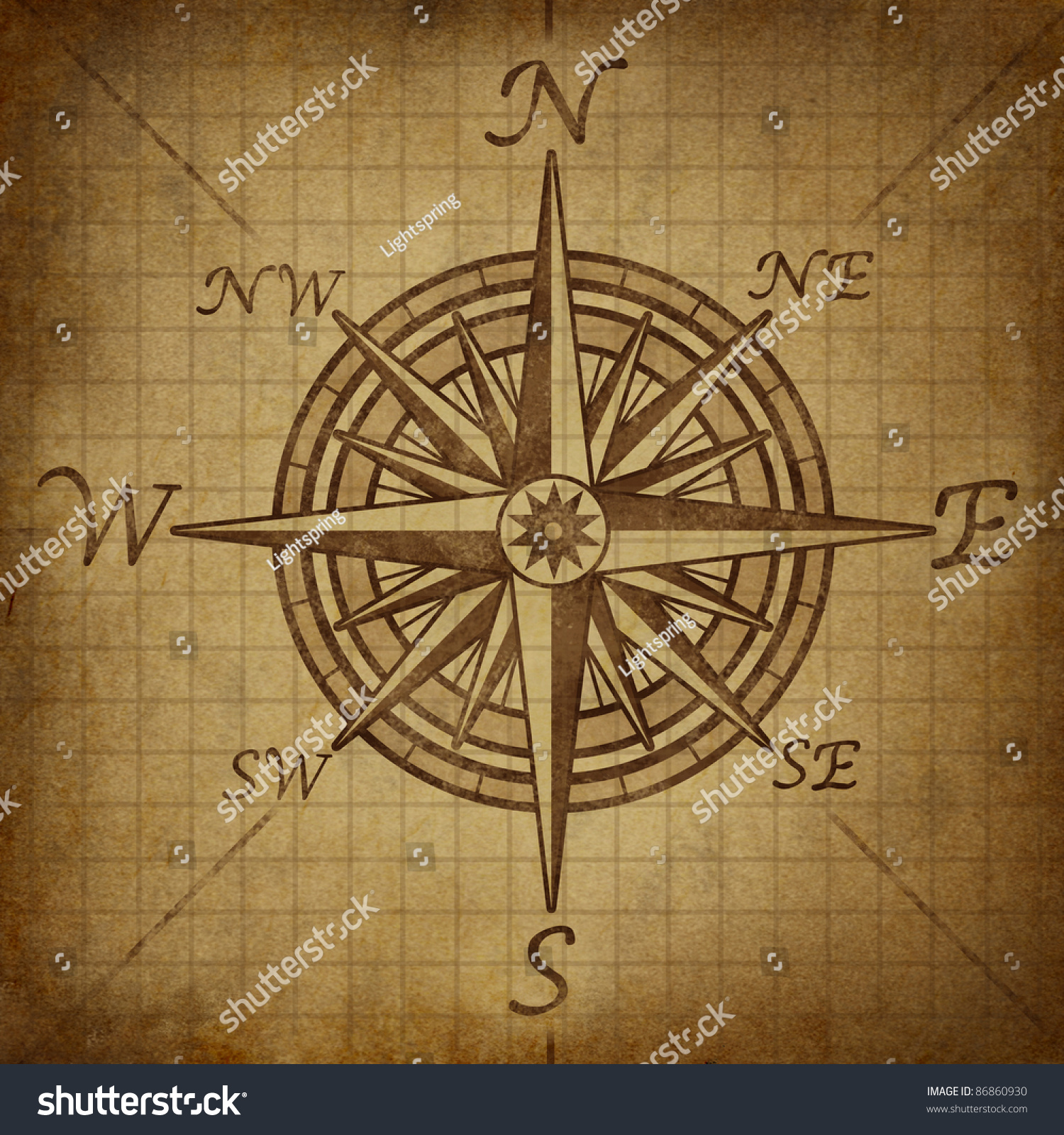 Compass Rose Old Vintage Grunge Texture Stock Illustration 86860930 ...