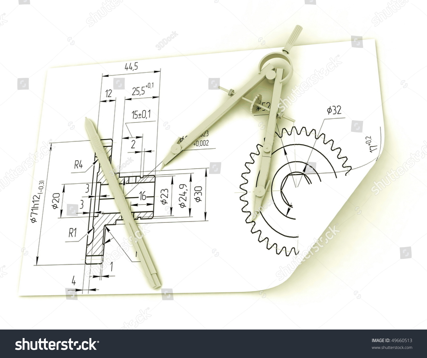 Compasses Drawing And A Pencil Stock Photo 49660513 : Shutterstock