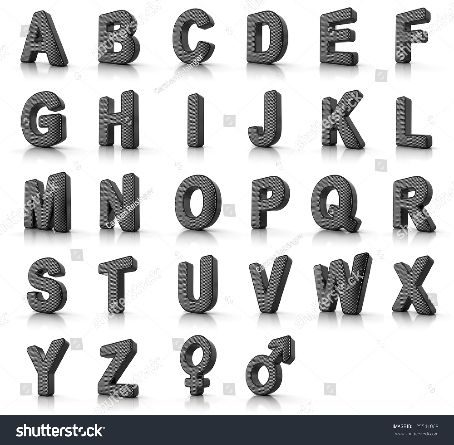 Complete Alphabet Set Perforated Metal Objects Stock Illustration 125541008