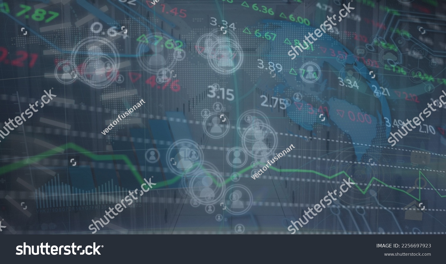  Ocean Colored Classic  Template Design Featuring Composition of Globe Statistics