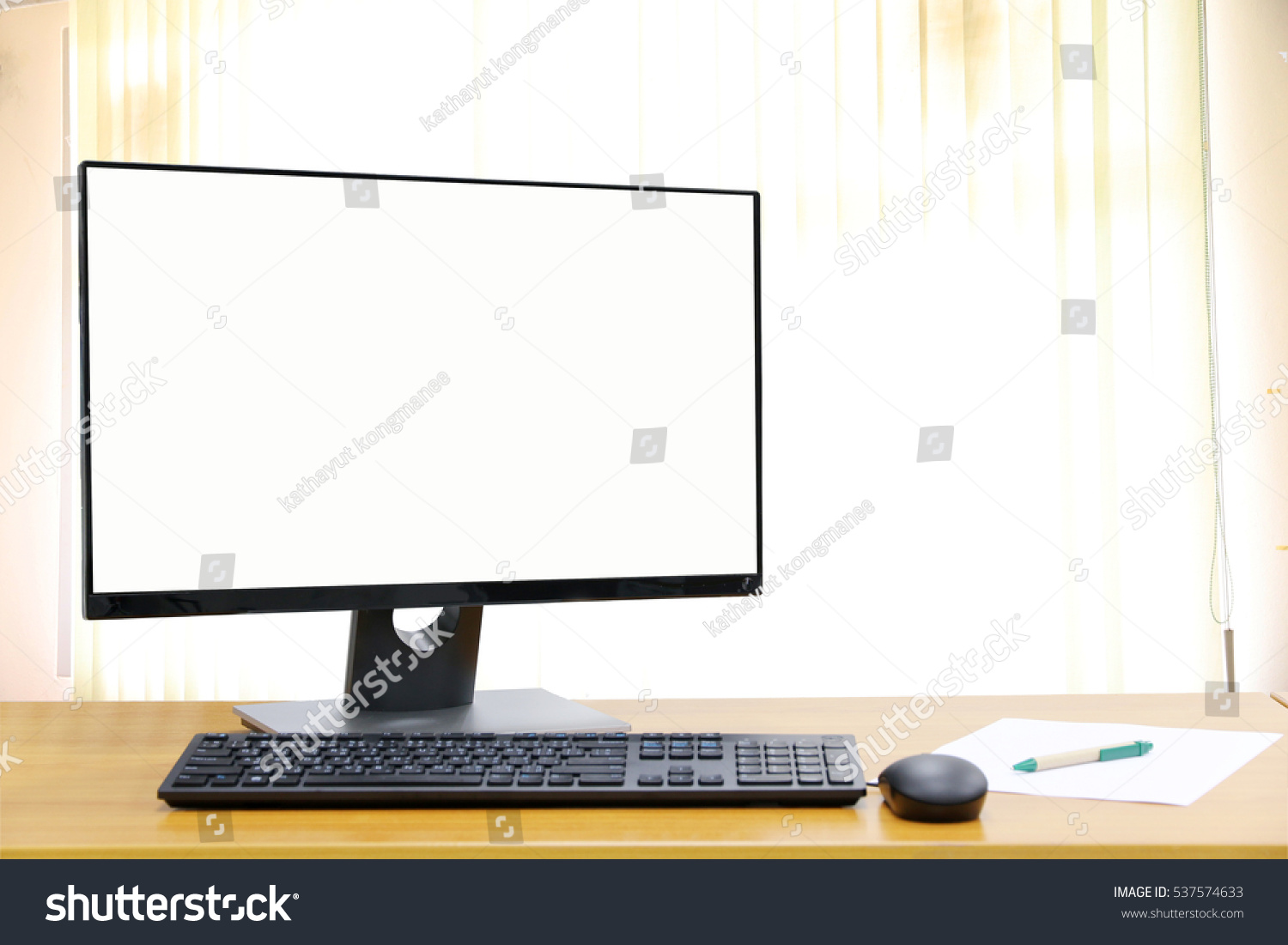 Computer Desktop Pc Business Background Blur Stock Photo 537574633