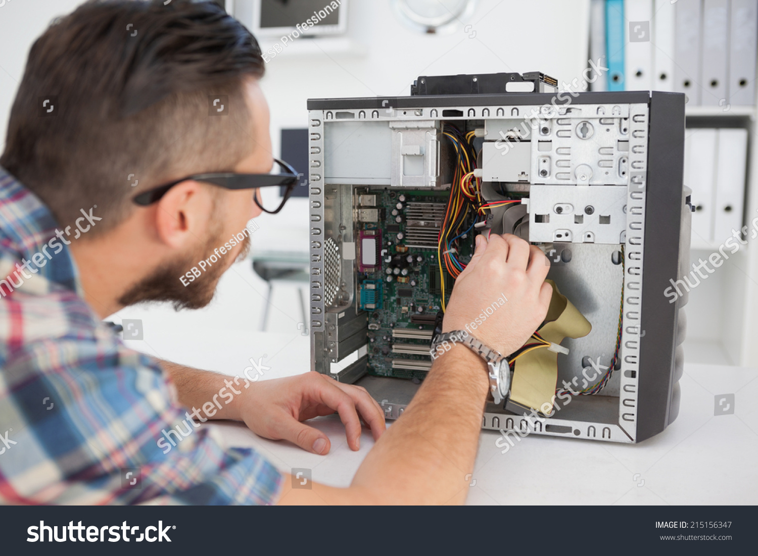 Computer Engineer Working On Broken Console Stock Photo ...