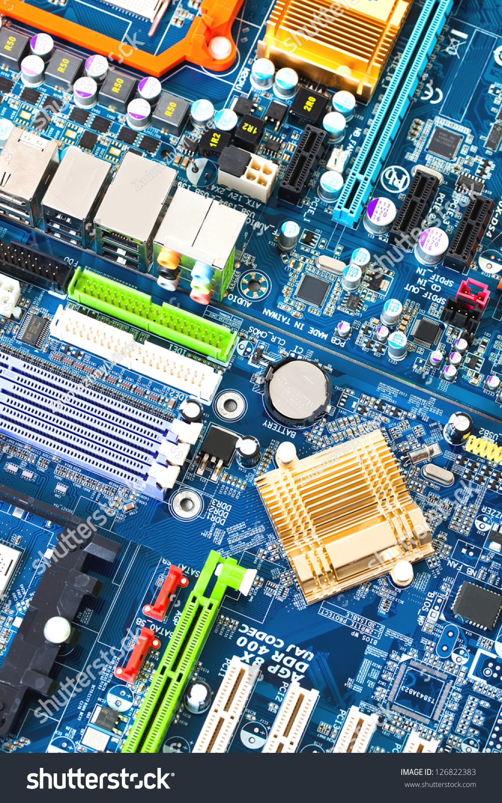 Computer Motherboard Closeup Stock Photo 126822383 : Shutterstock