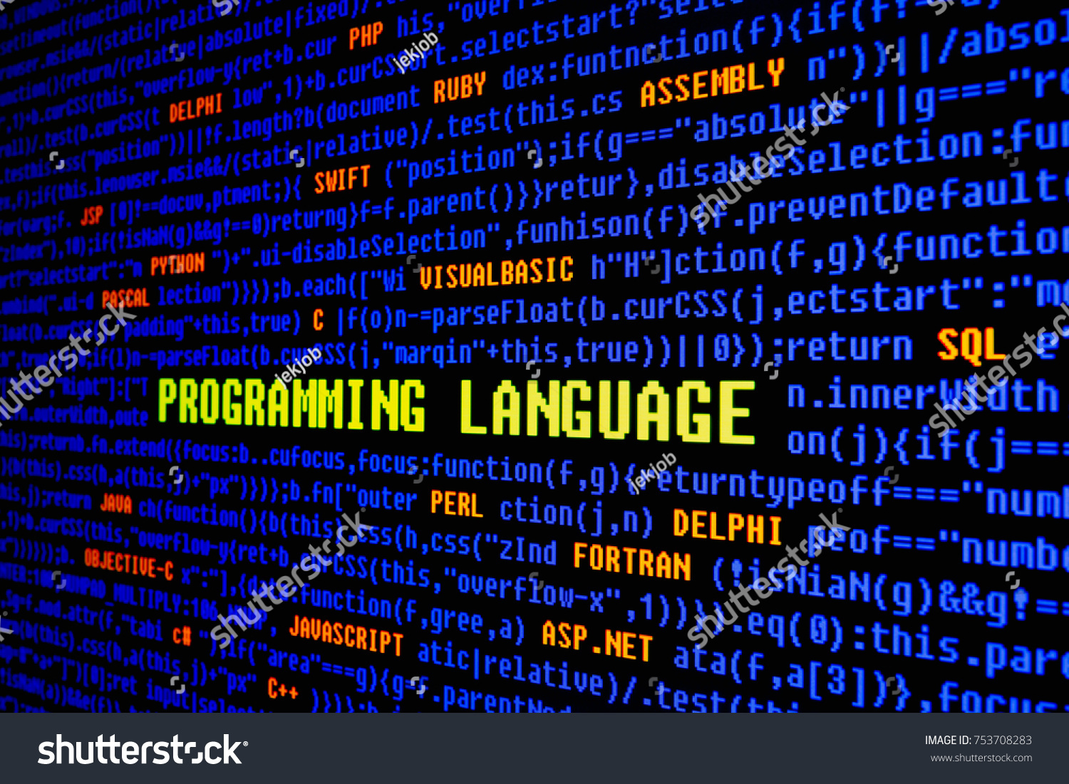 Computer Programming Language List On Monitor Stock Photo Edit Now