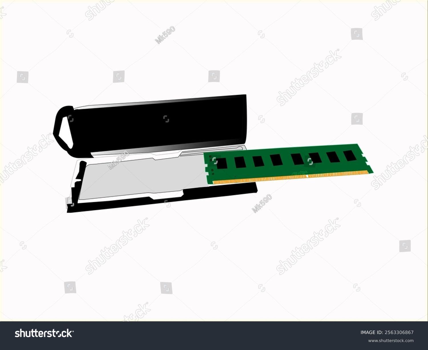 black and green ram memory module clip art preview