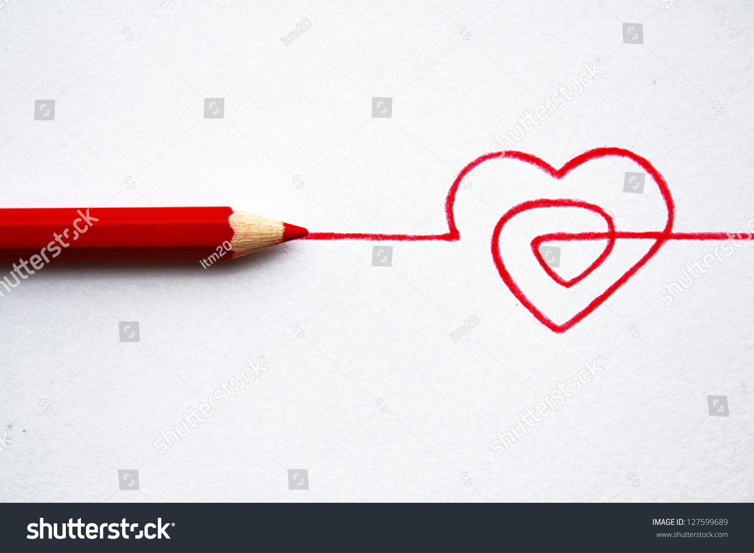Concept Hand Drawn Heart With Pencils Stock Photo 127599689 : Shutterstock