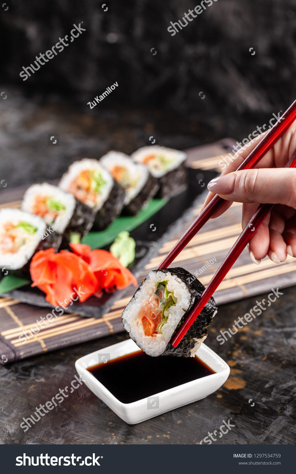 Concept Asian Cuisine Girl Chinese Japanese Stock Photo Edit Now