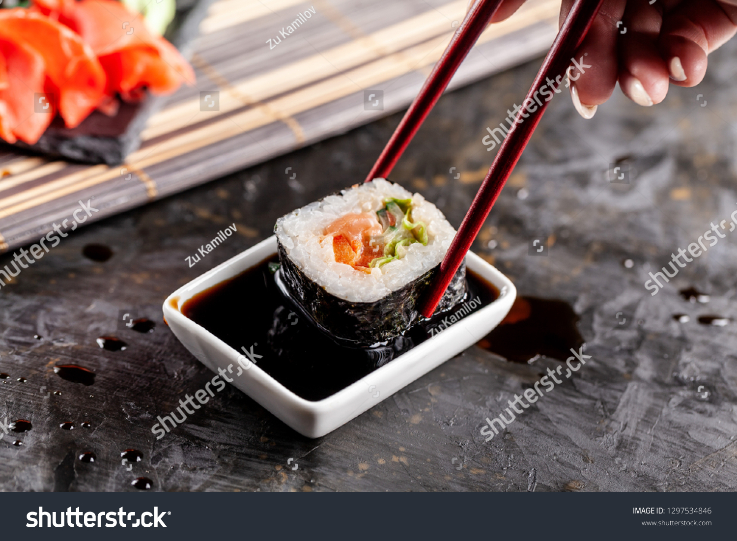 Concept Asian Cuisine Girl Chinese Japanese Stock Photo Edit Now