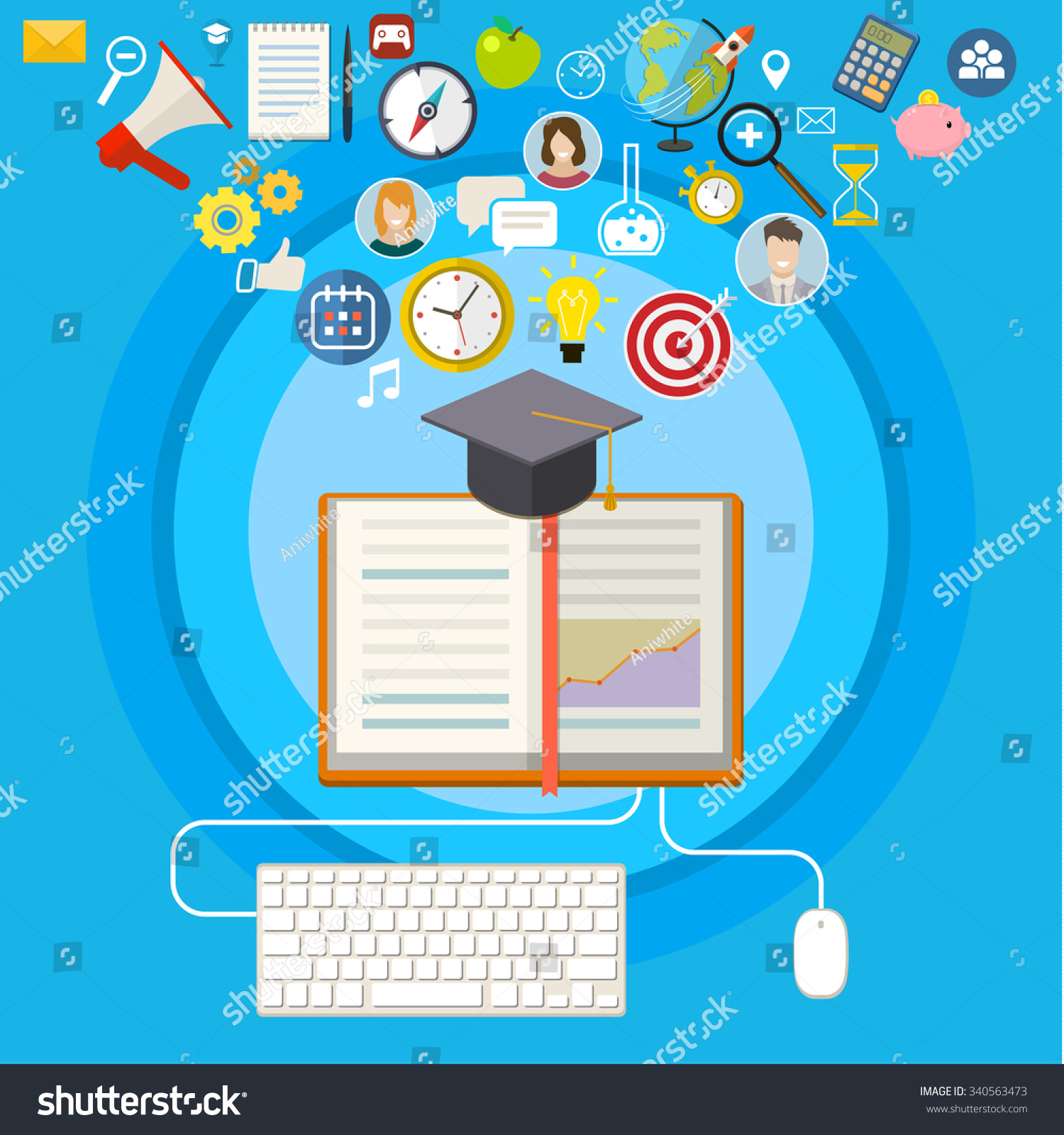 Concept Online Education Elearning Science Symbol Stock Illustration 340563473