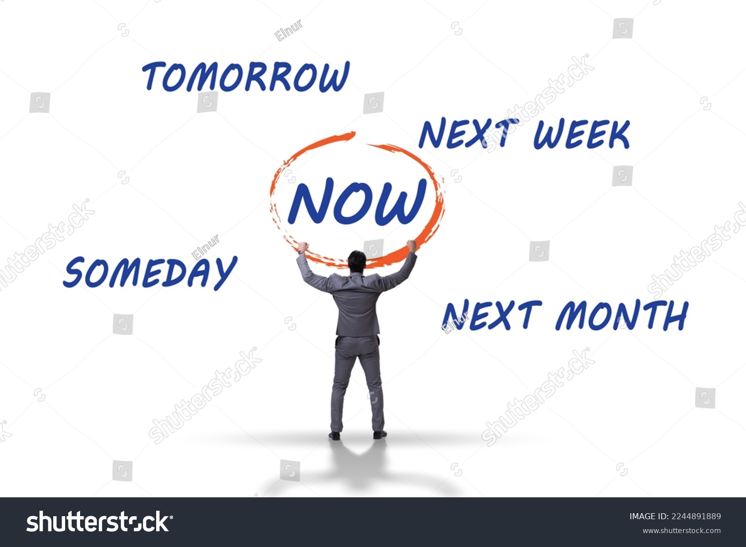  White Classic  Template Design Featuring Concept of Procrastination with Now or Later