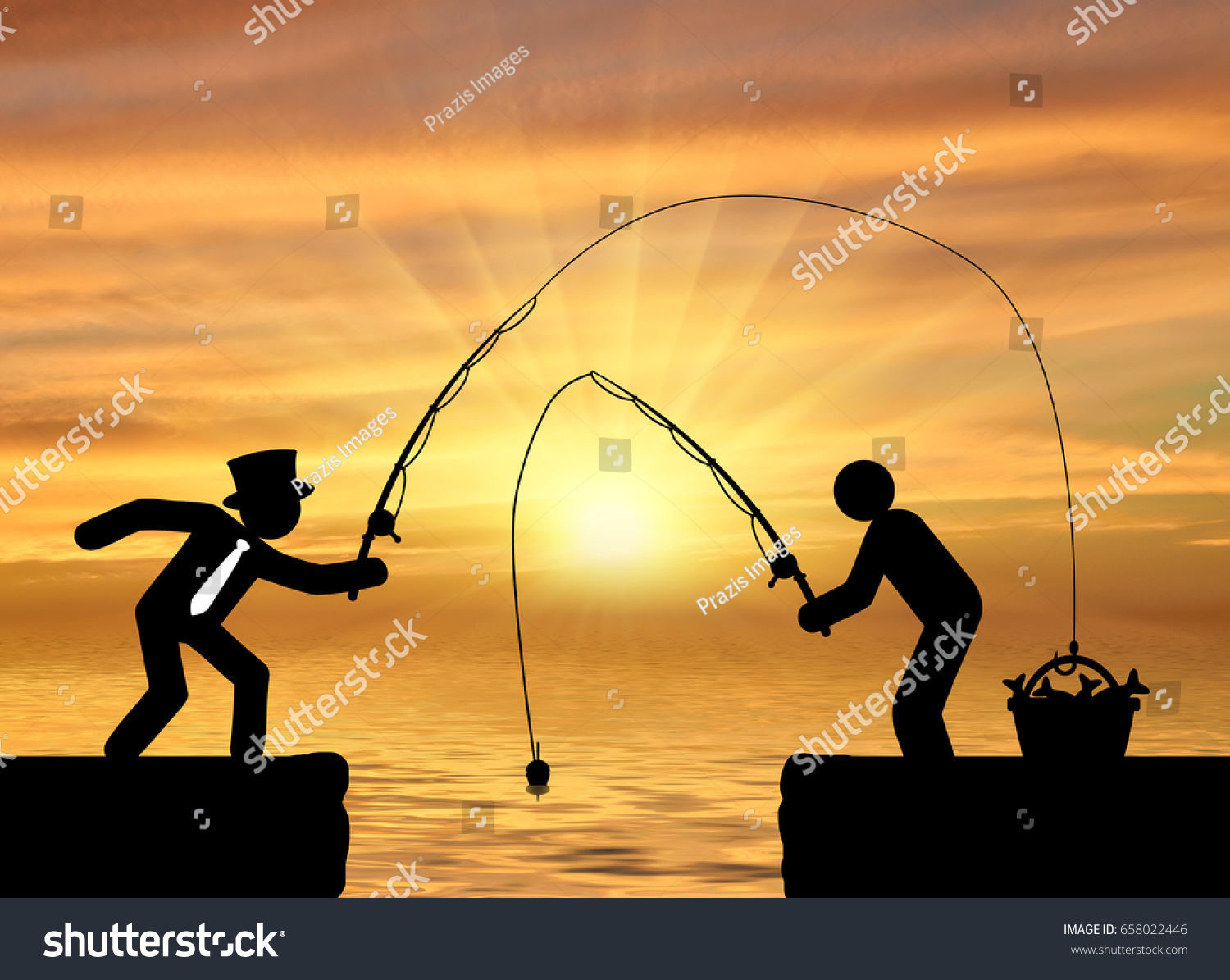 Concept Social Economic Inequality Rich Man Stock Illustration