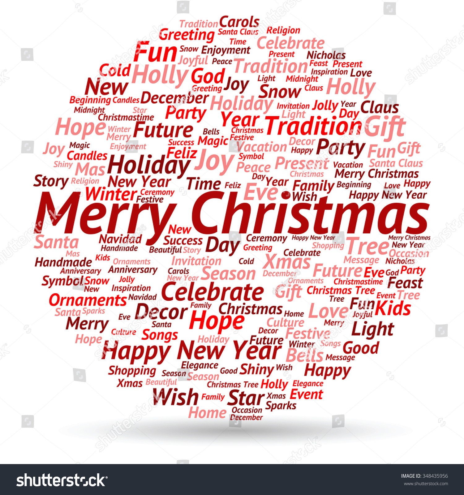 Concept or conceptual Merry Christmas holiday or Happy New Year winter abstract text word cloud on white background metaphor to celebration Santa festive