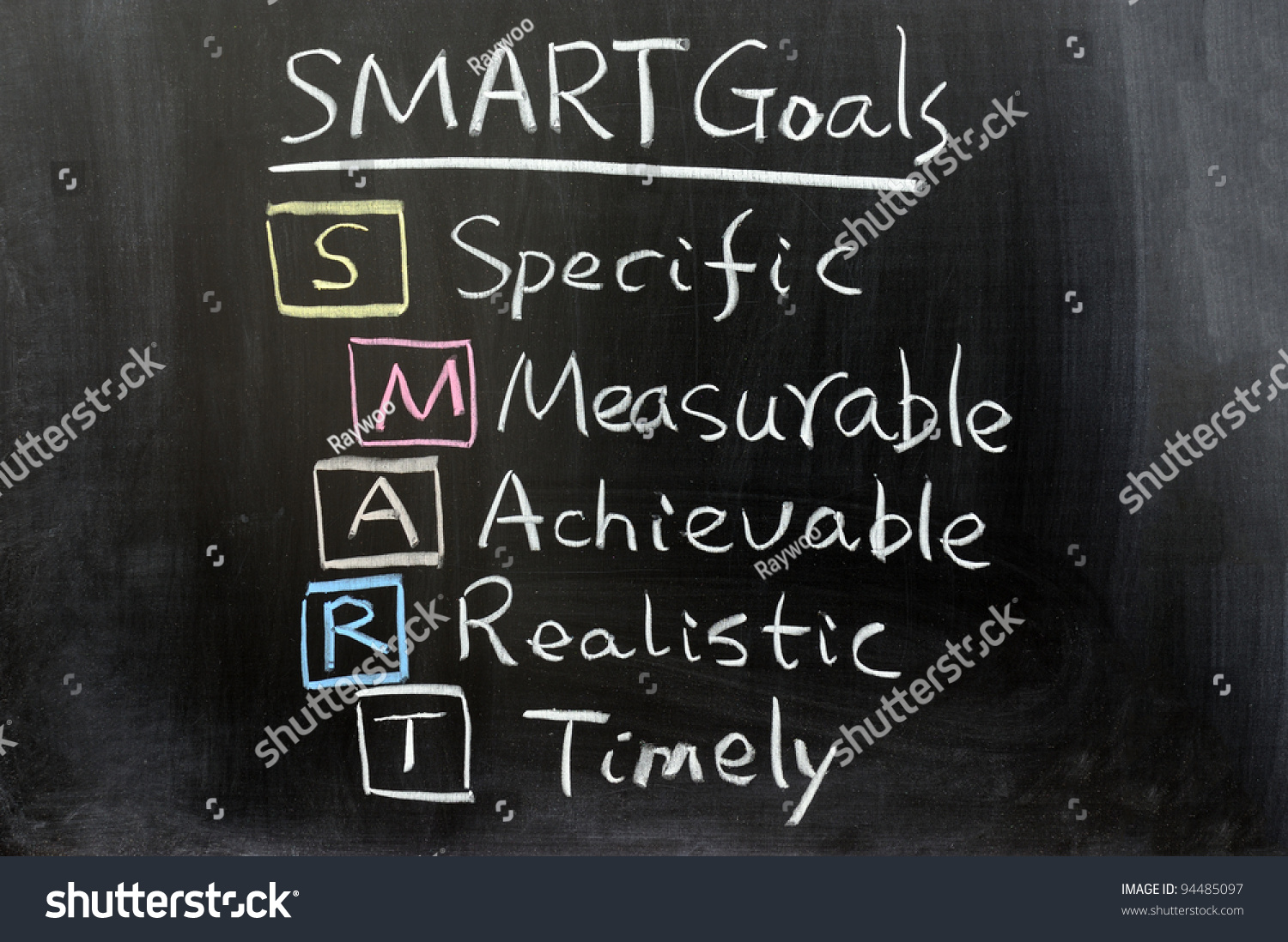 Conceptional Chalk Drawing - Smart Goals Stock Photo 94485097 ...