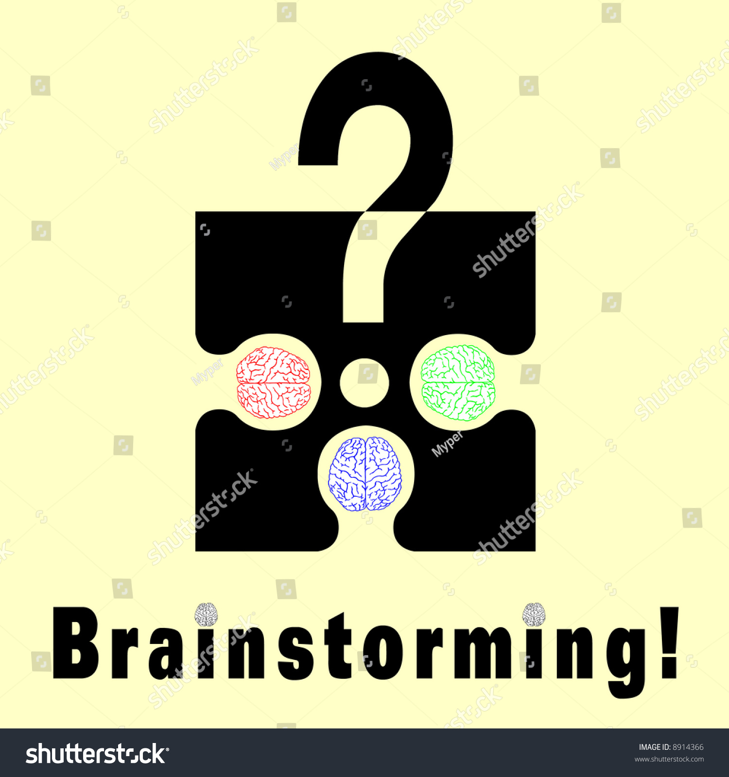 Conceptual Brainstorming Symbol Composed By A Puzzle Piece And Three ...