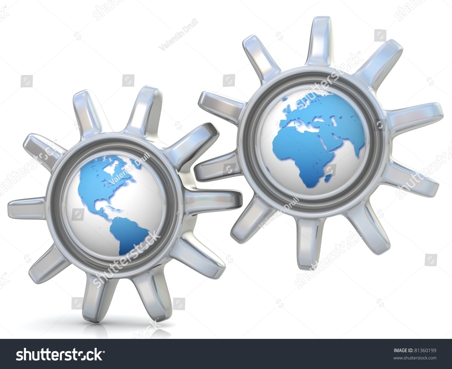 Conceptual Earth Globes Mechanism Rendered 3d Stock Illustration