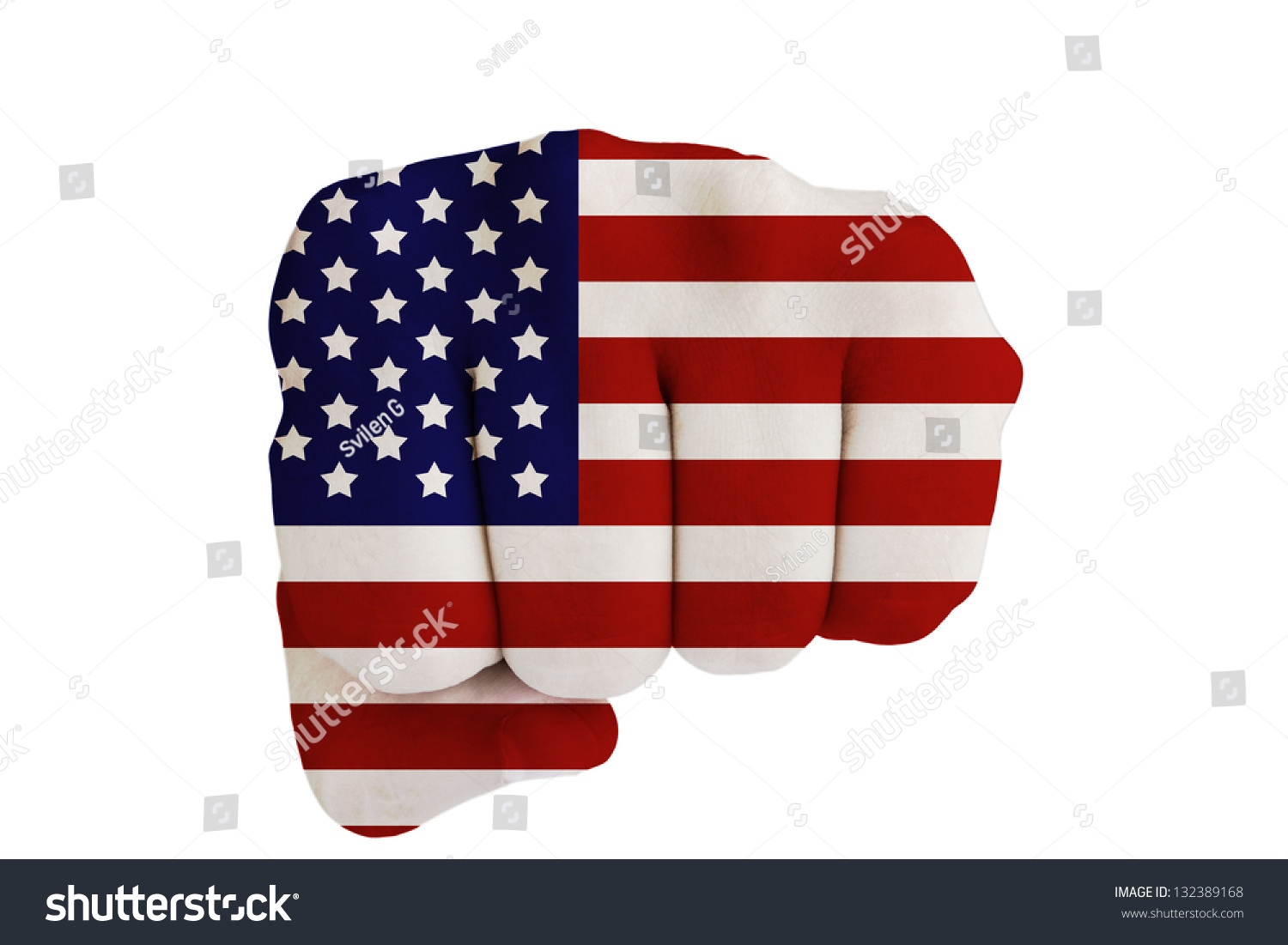 Conceptual Image Of A Punching Fist Covered With The Us Flag Isolated Conceptual Image Of A Punching Fist Covered With The Us Flag Isolated