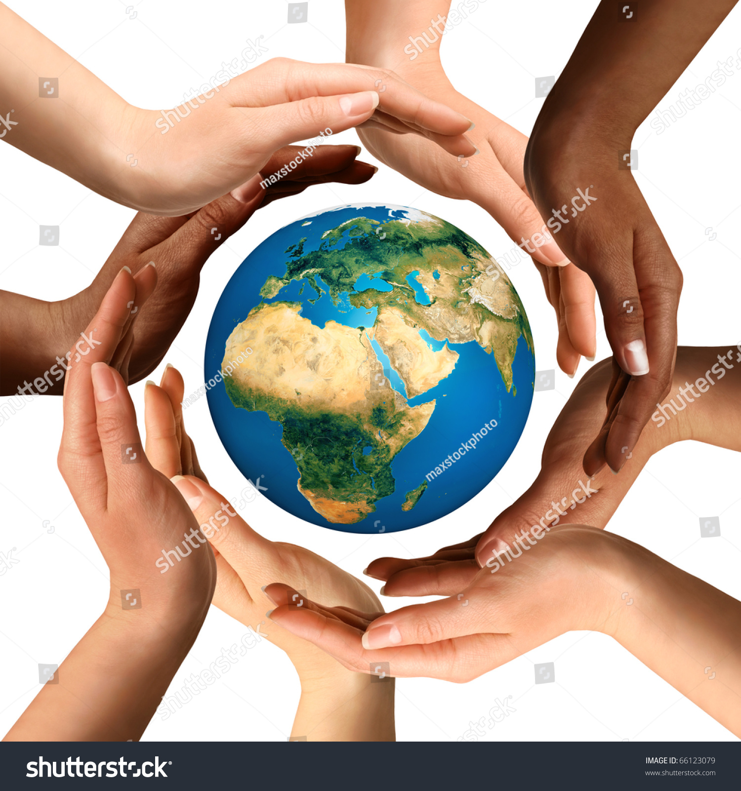 Conceptual Symbol Multiracial Human Hands Surrounding Stock Photo ...