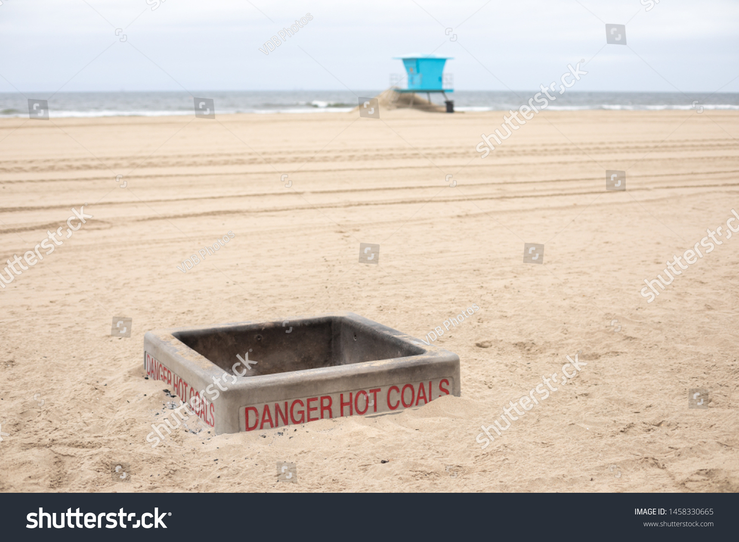 Concrete Fire Pit On Sandy Beach Stock Photo Edit Now 1458330665