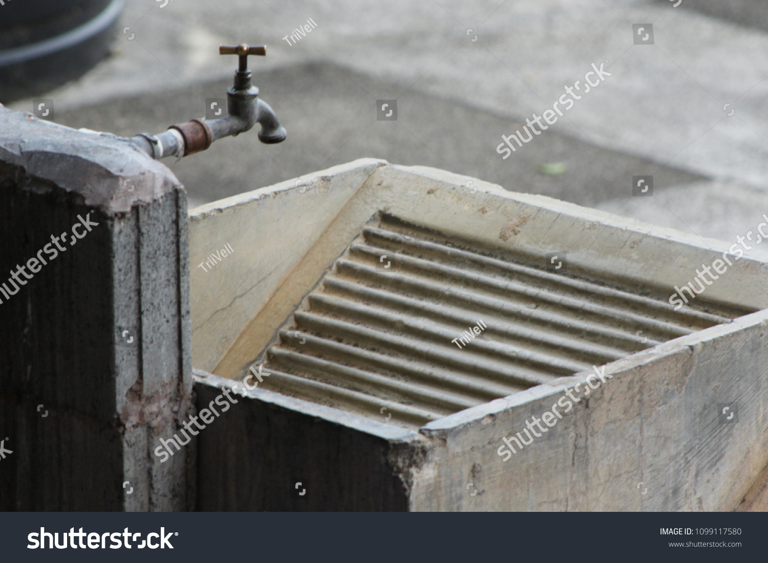 Concrete Sink Tap Used Long Time Stock Photo Edit Now