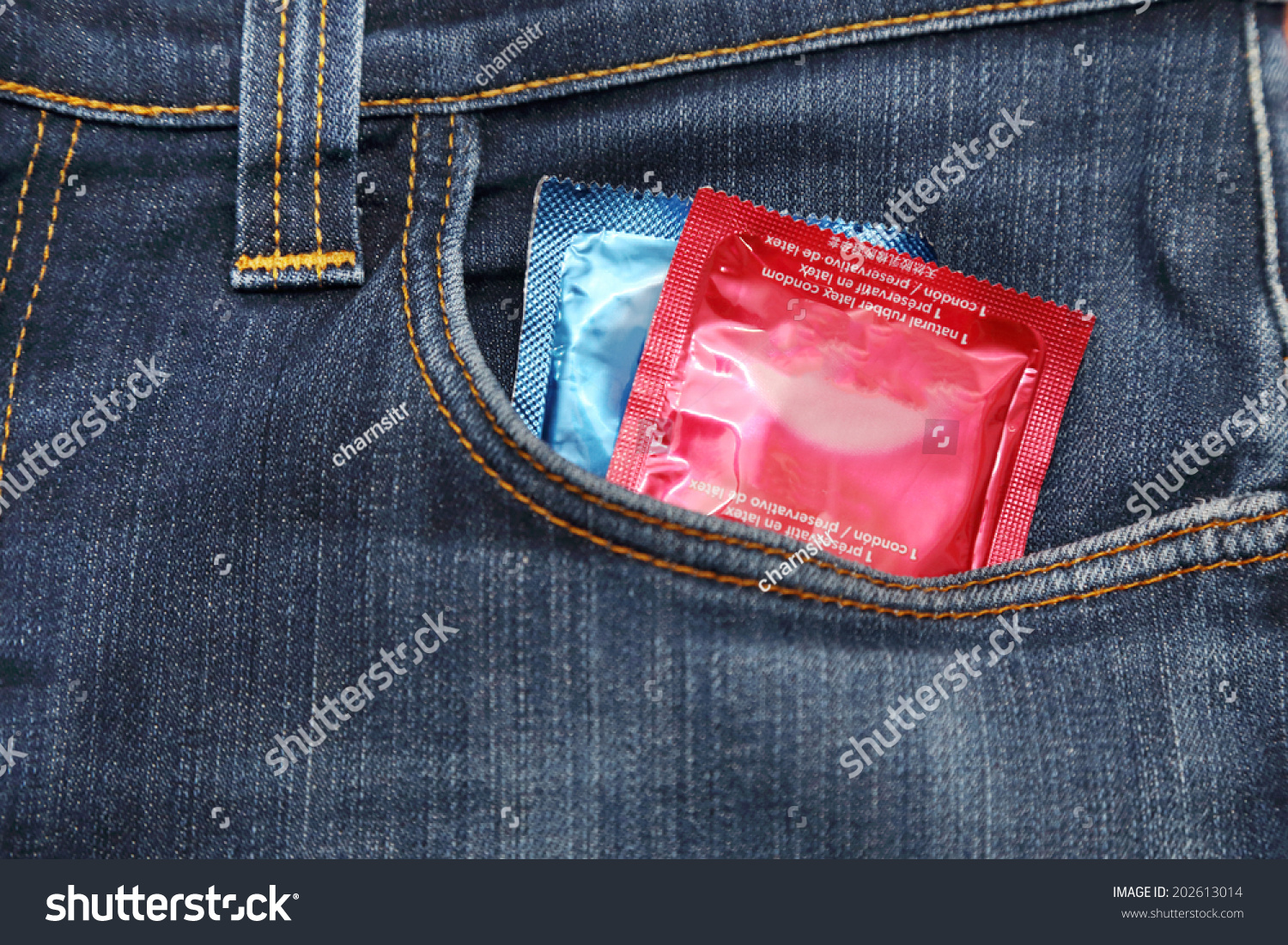 Condom In A Blue Jeans Pocket Stock Photo 202613014 : Shutterstock