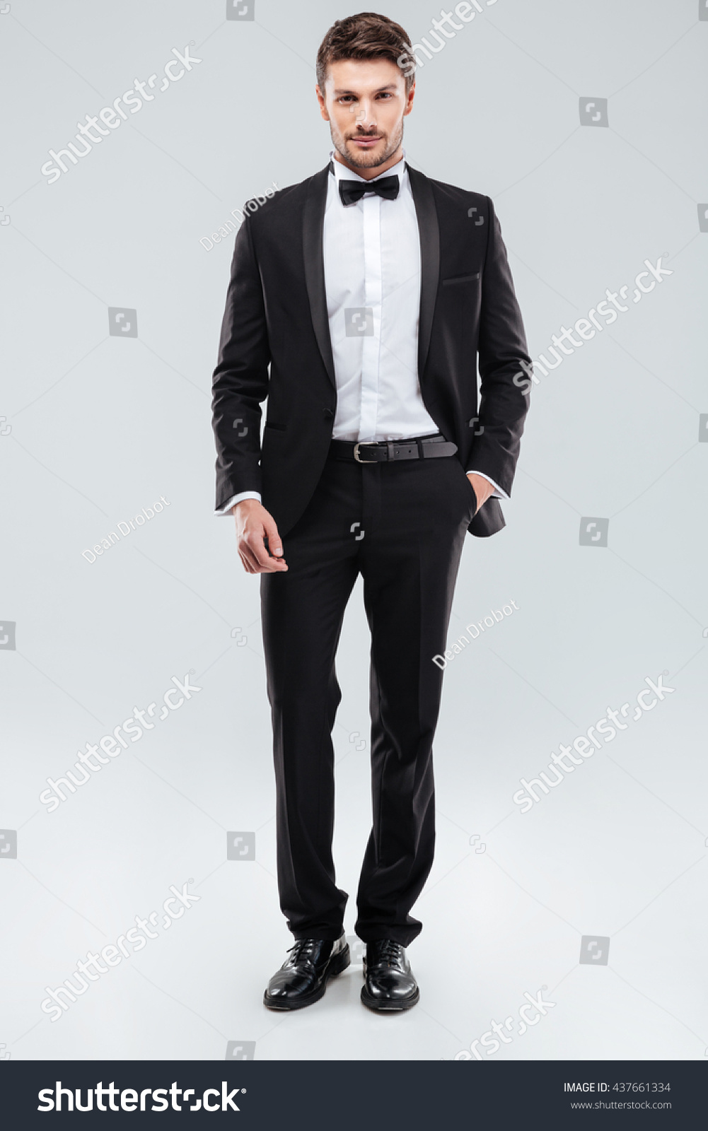 Confident Attractive Young Man Tuxedo Standing Stock Photo 437661334 ...