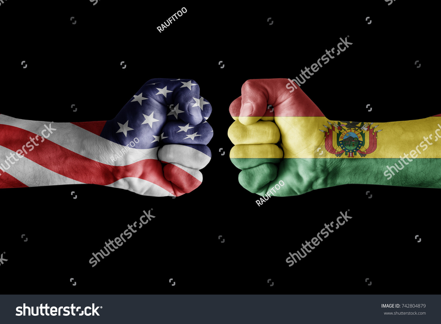 Conflict Between Usa Vs Bolivia Male Stock Photo Edit Now 742804879