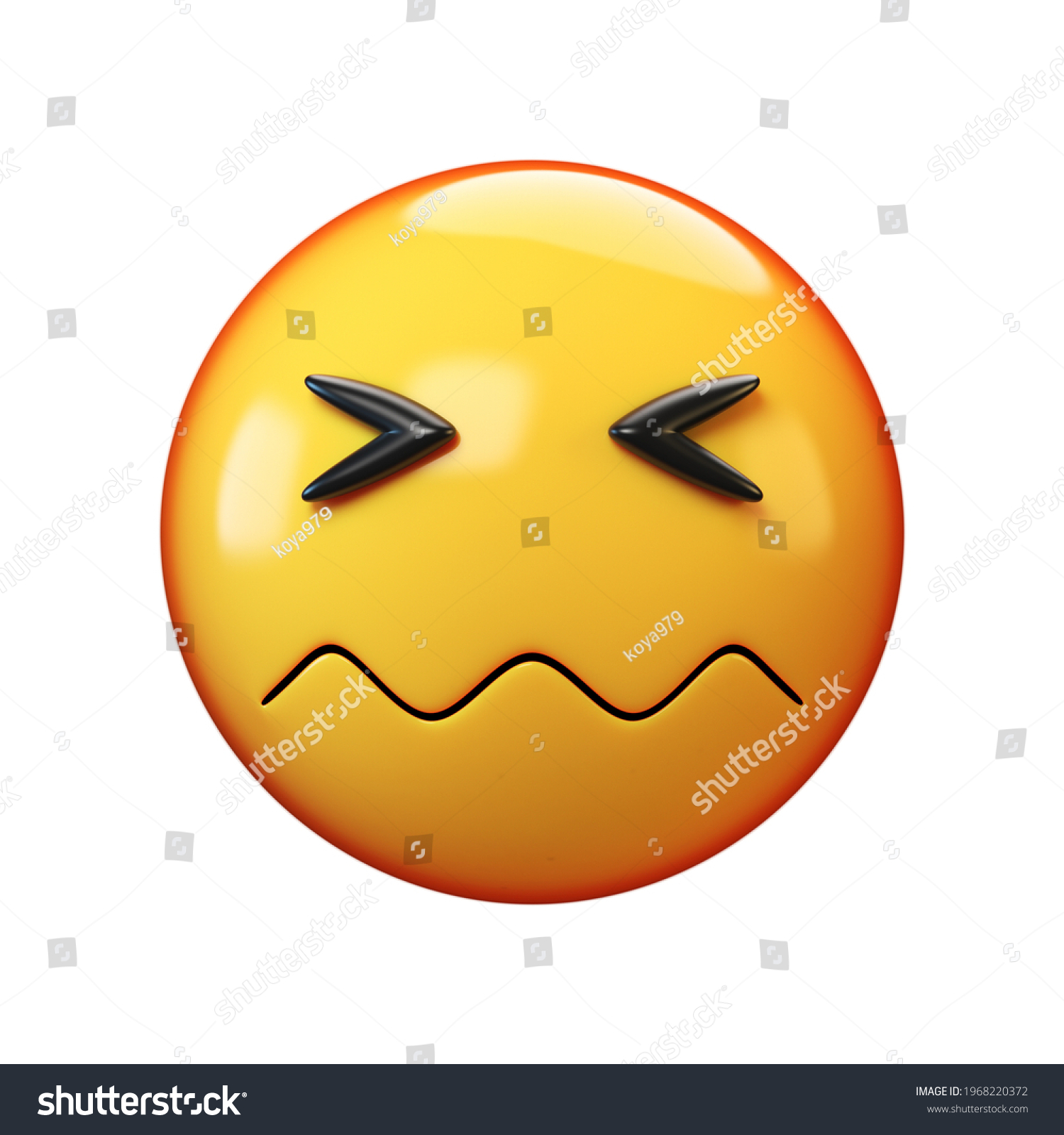 Confounded Face Emoji On White Background 库存插图 1968220372 Shutterstock 3969