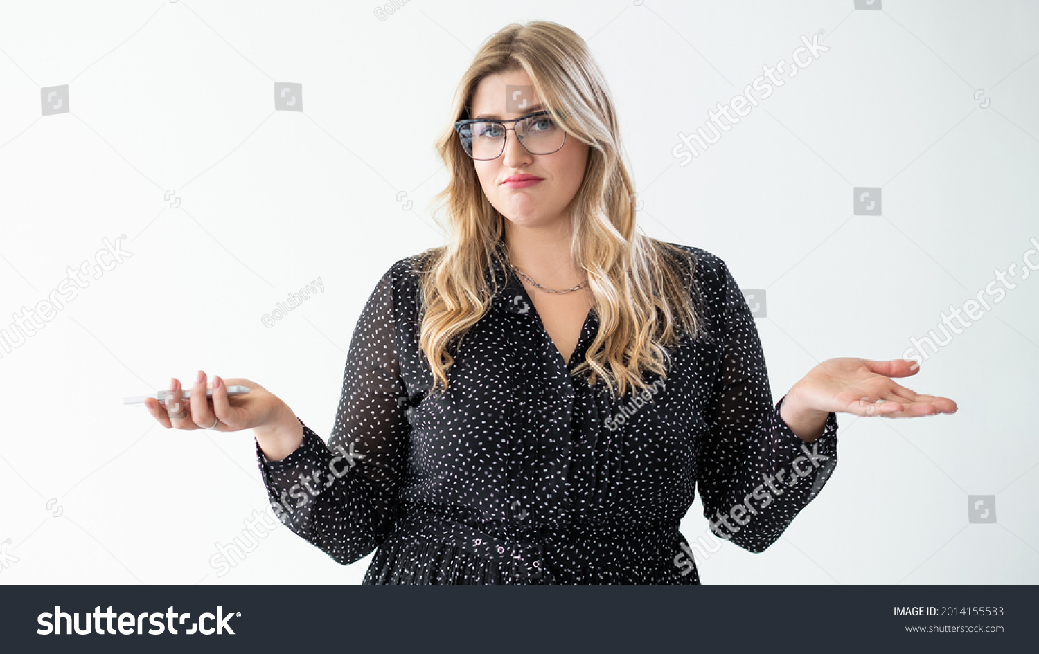 Confused Woman Portrait Clueless Shrug Body Stock Photo Shutterstock