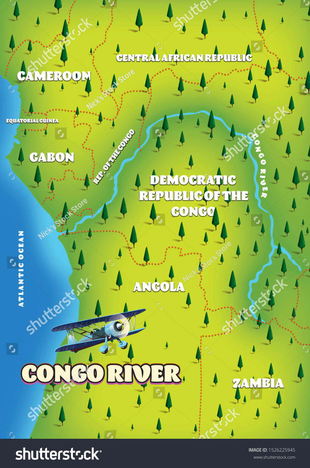 Congo River Beautiful Navigation Map Stock Illustration 1526225945 3525