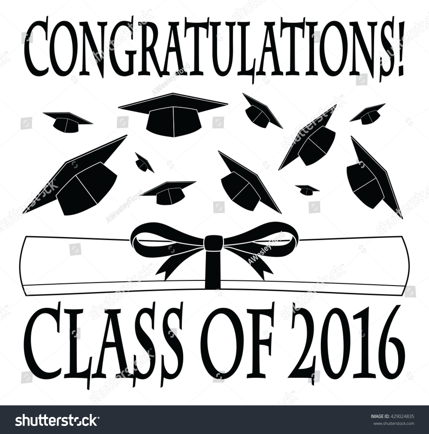 Congratulations Class 2016 Illustration Graduation Design 스톡 일러스트 ...