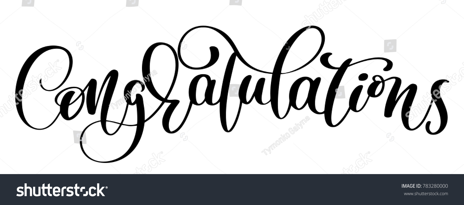Congratulations Hand Lettering Calligraphic Greeting Inscription Stock Illustration
