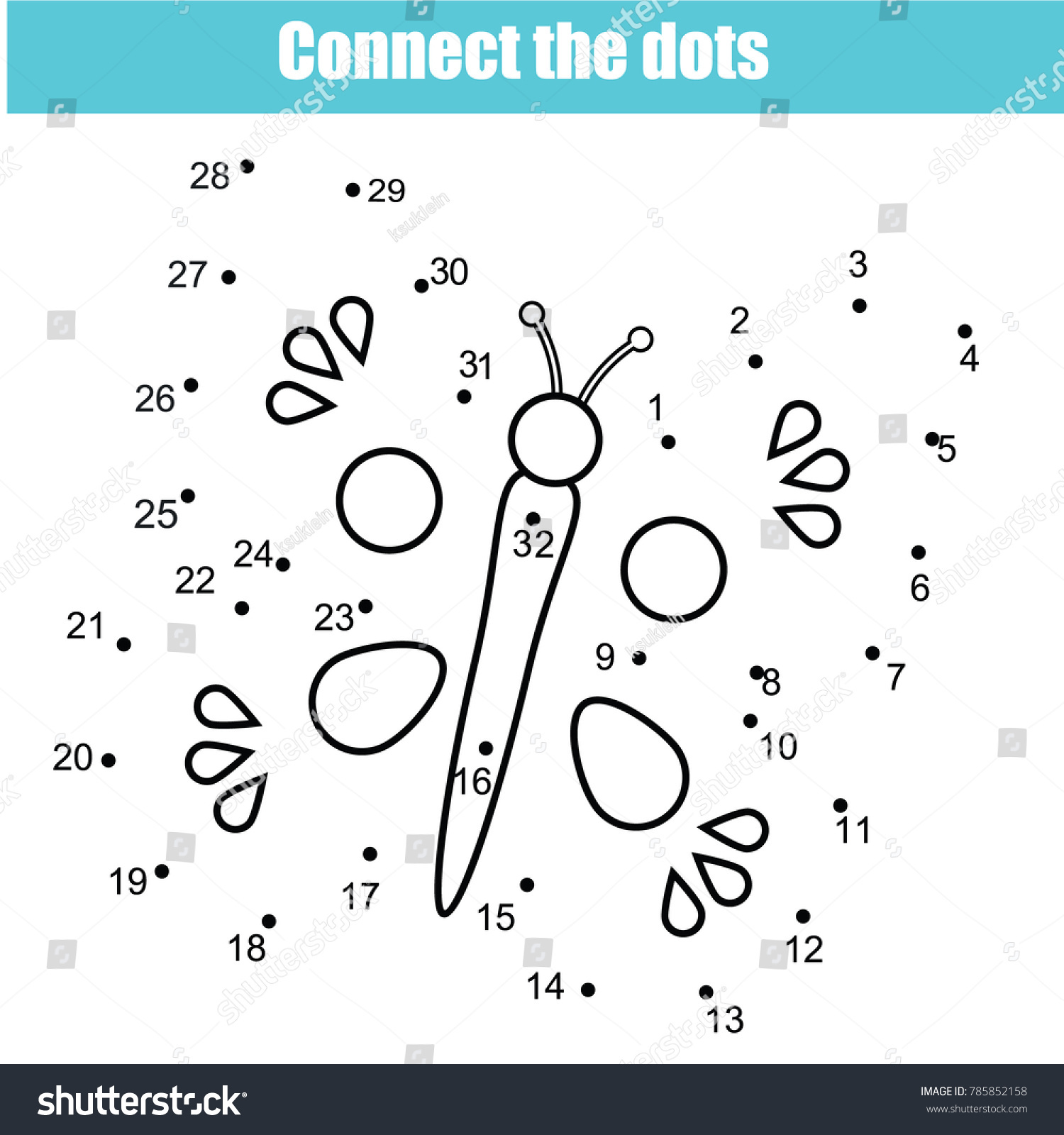 Connect Dots Children Educational Drawing Game Stock Illustration