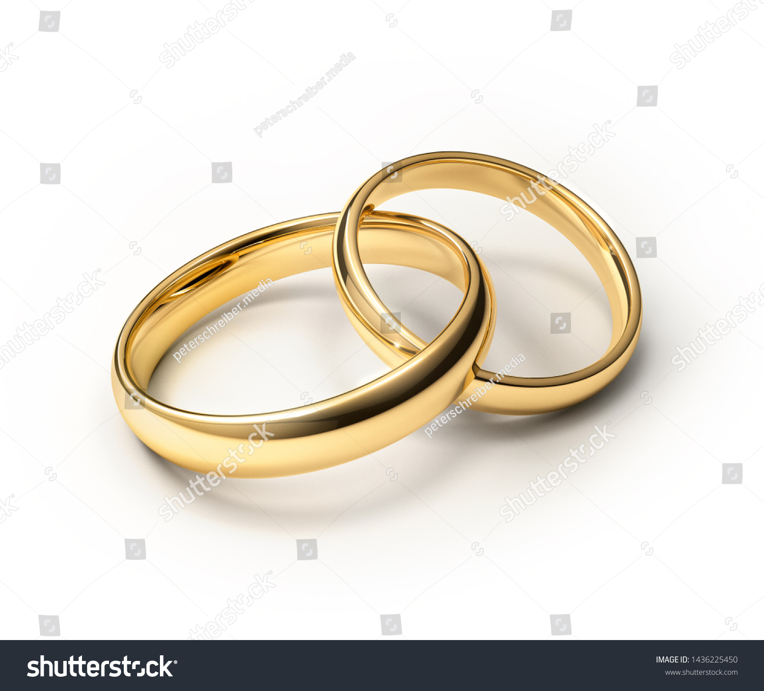 Connected Wedding Rings Isolated On White Stock Illustration 1436225450 ...