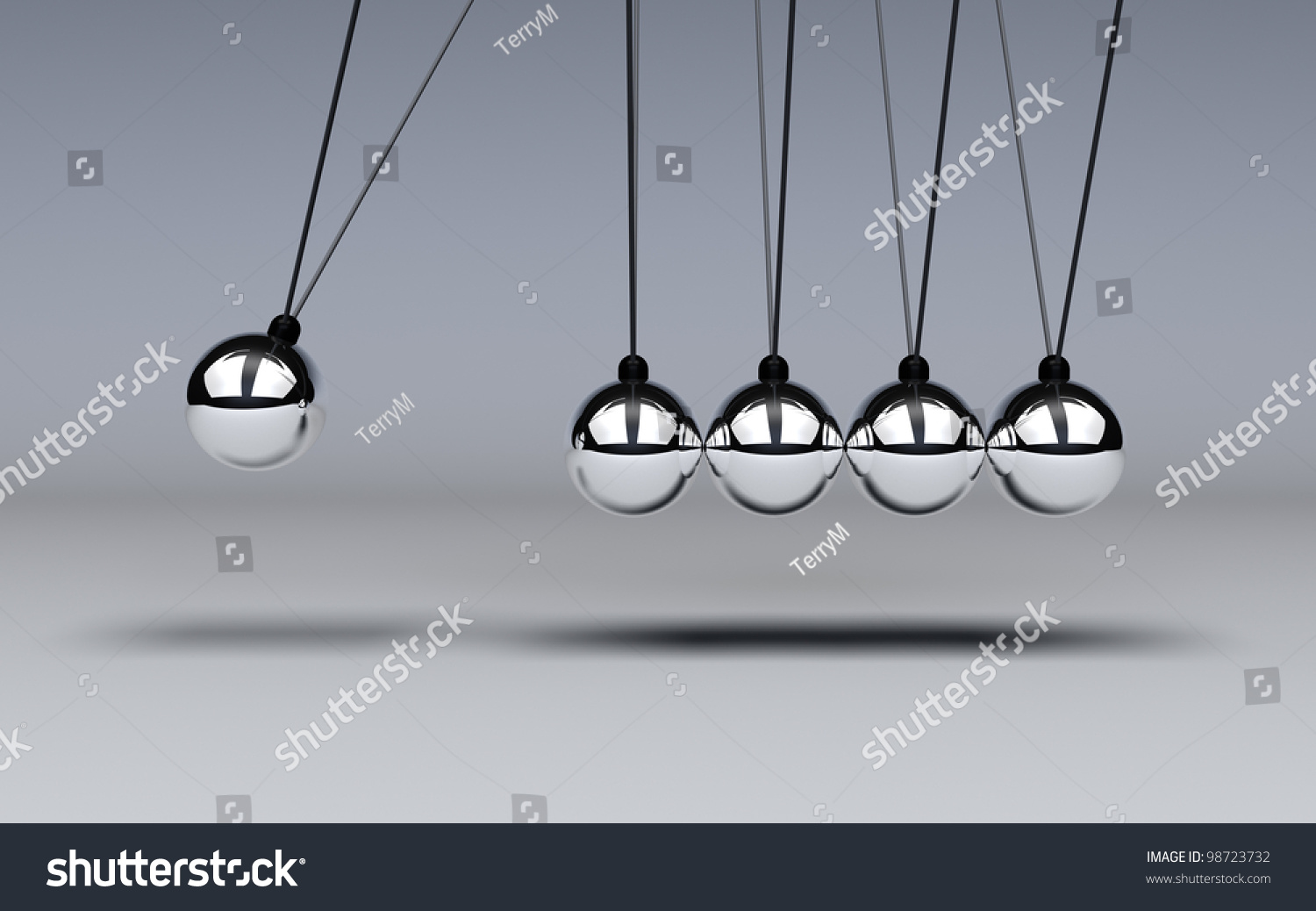 Conservation Of Energy Is Demonttrated With A Newtons Cradle In Motion ...