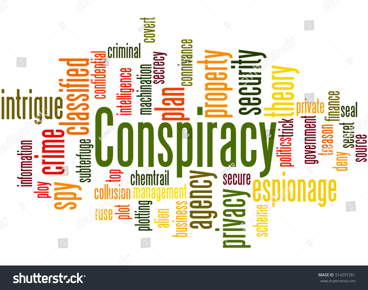 Conspiracy Word Cloud Concept On White Stock Illustration 514297261 ...