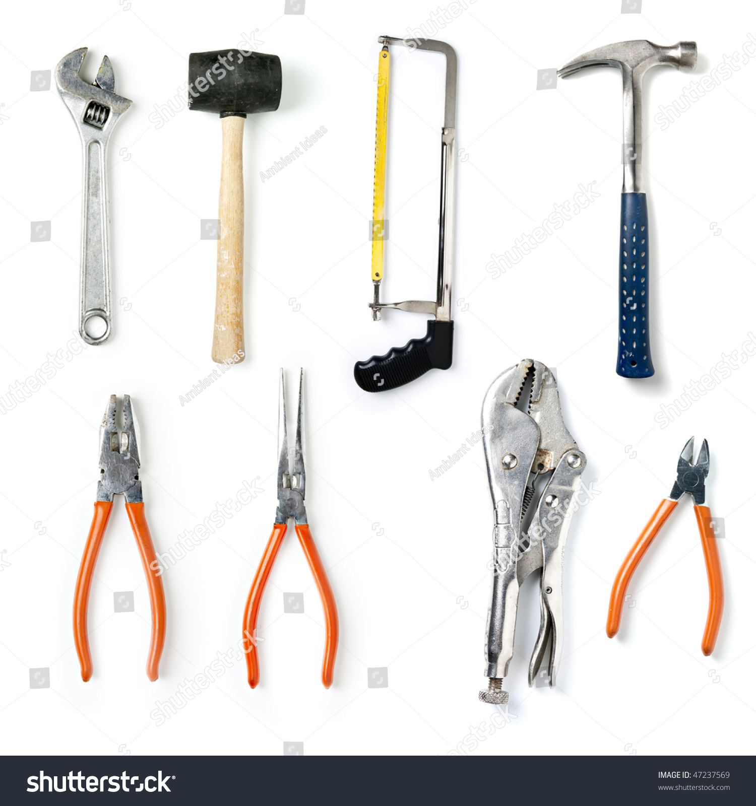 Construction Hand Tools Isolated On White. Individually Captured ...