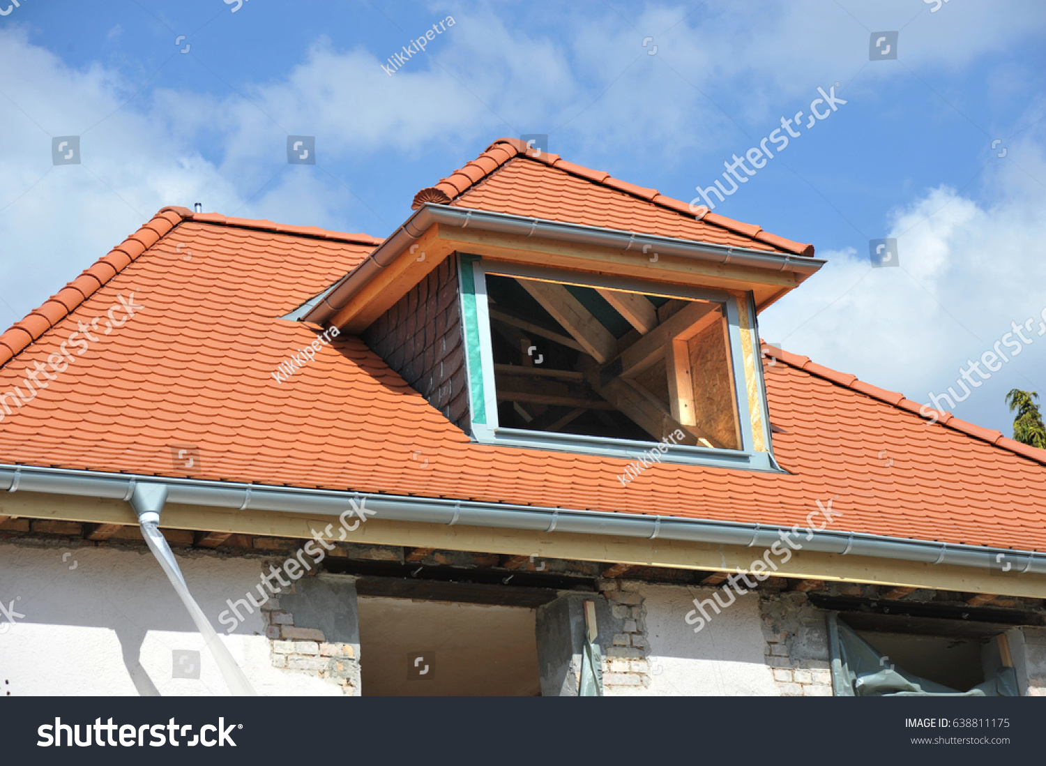 Construction New Dormer Window On Tiled Stock Photo Edit Now
