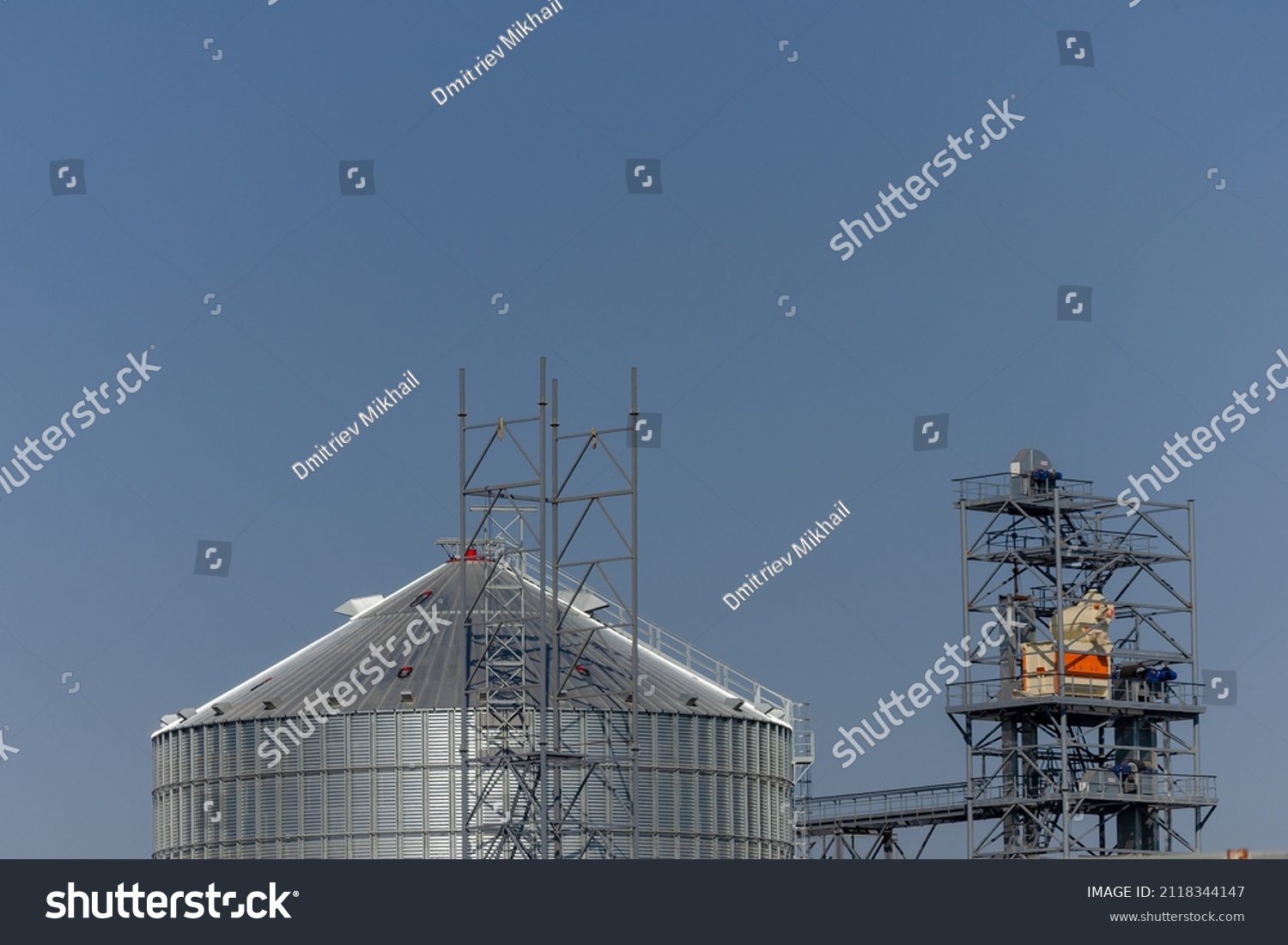 Construction Site Top Metal Silos Storing Stock Photo 2118344147 ...