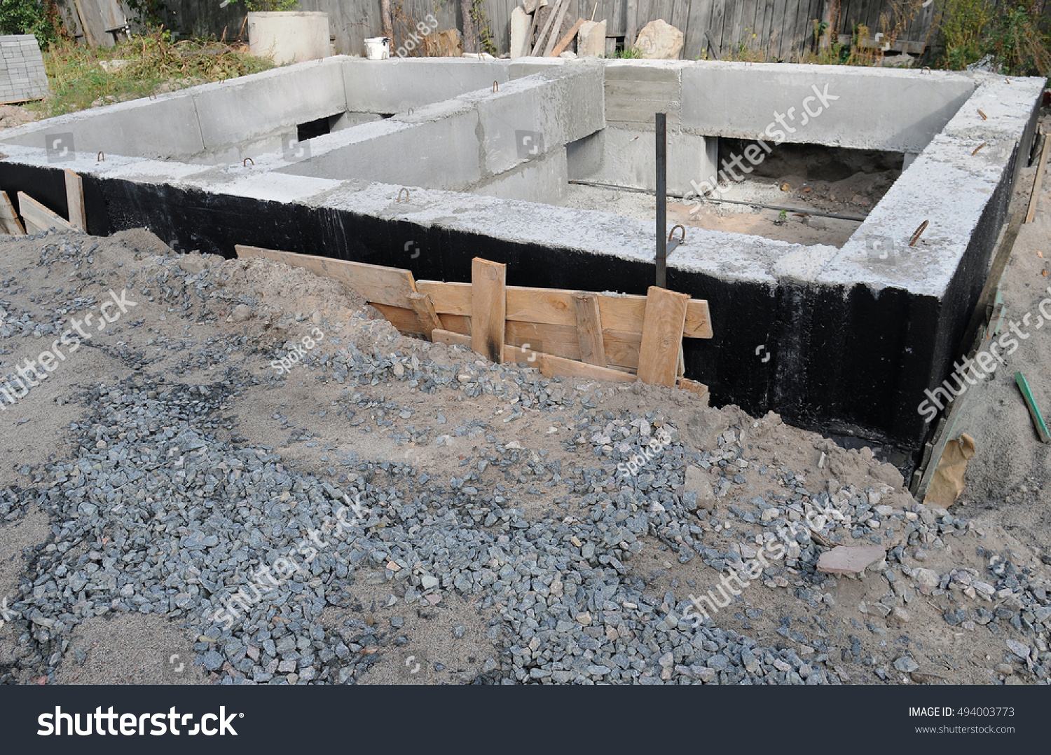 Construction Techniques Waterproofing Basement Foundations Stock