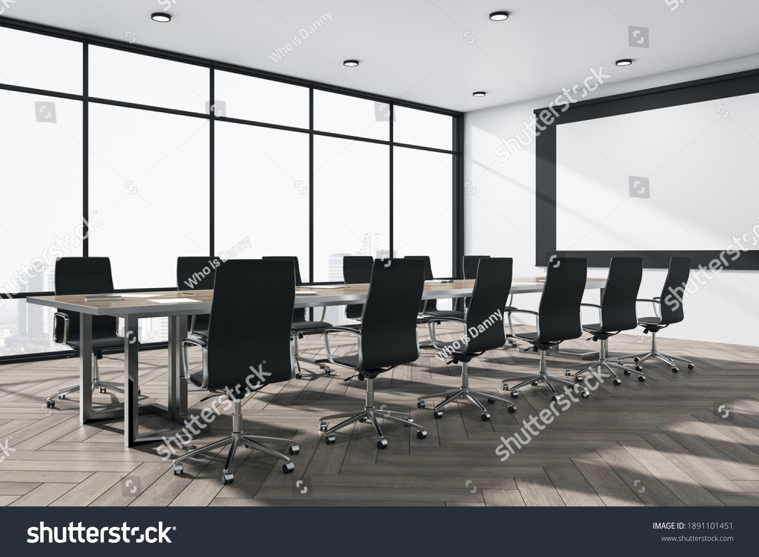 Contemporary Conference Room Meeting Table Blank Stock Illustration ...