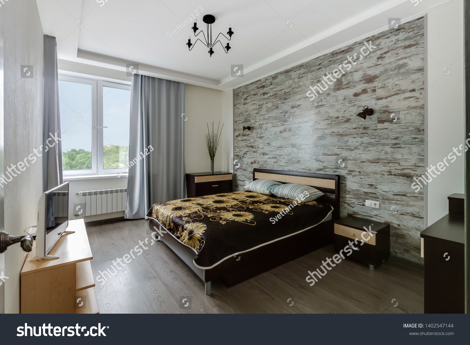 Contemporary Master Bedroom Interior Natural Tones Stock Photo Edit Now 1402547144