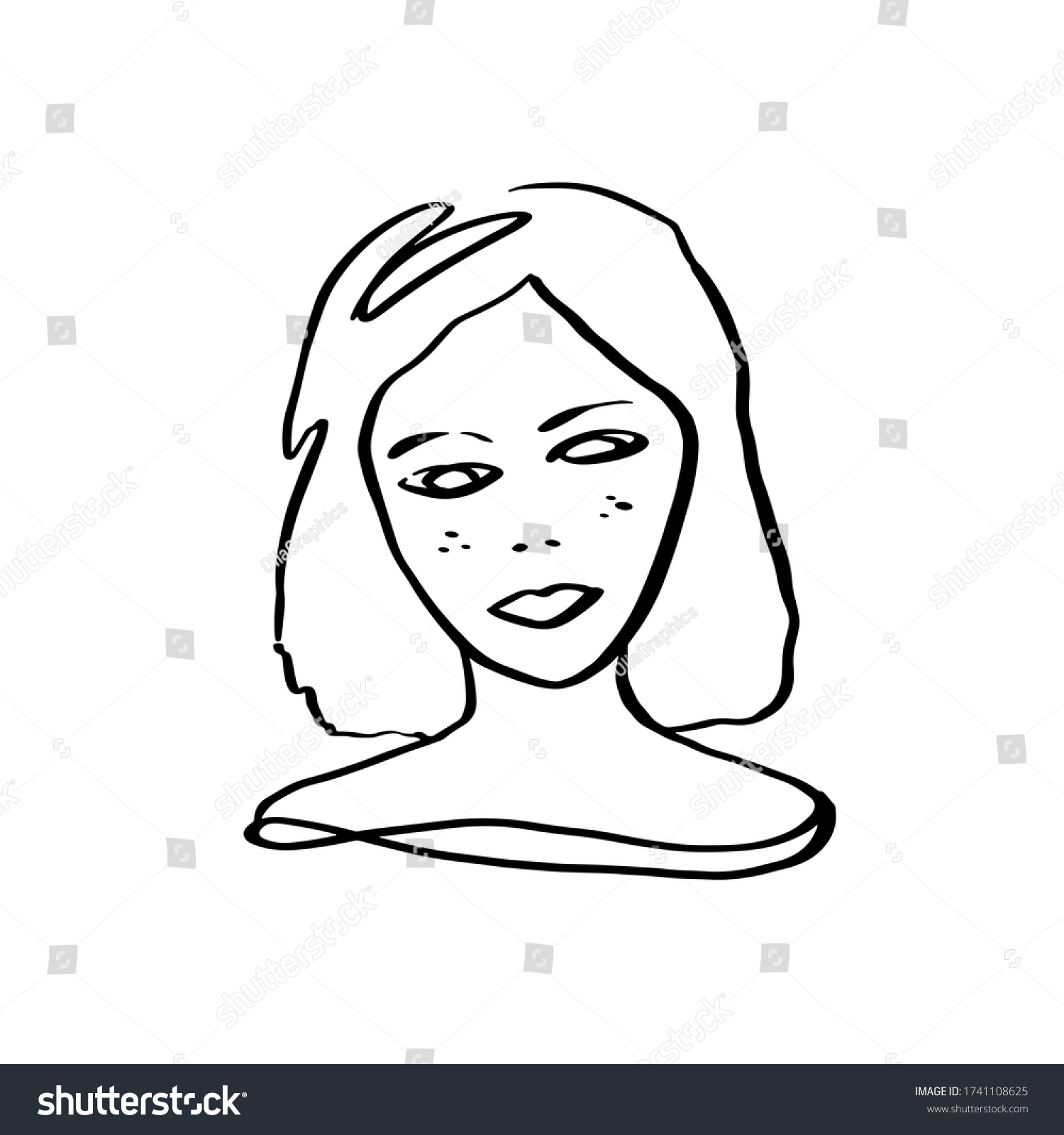 Continuous Line Art Abstract Woman Face ภาพประกอบสต็อก 1741108625 4359