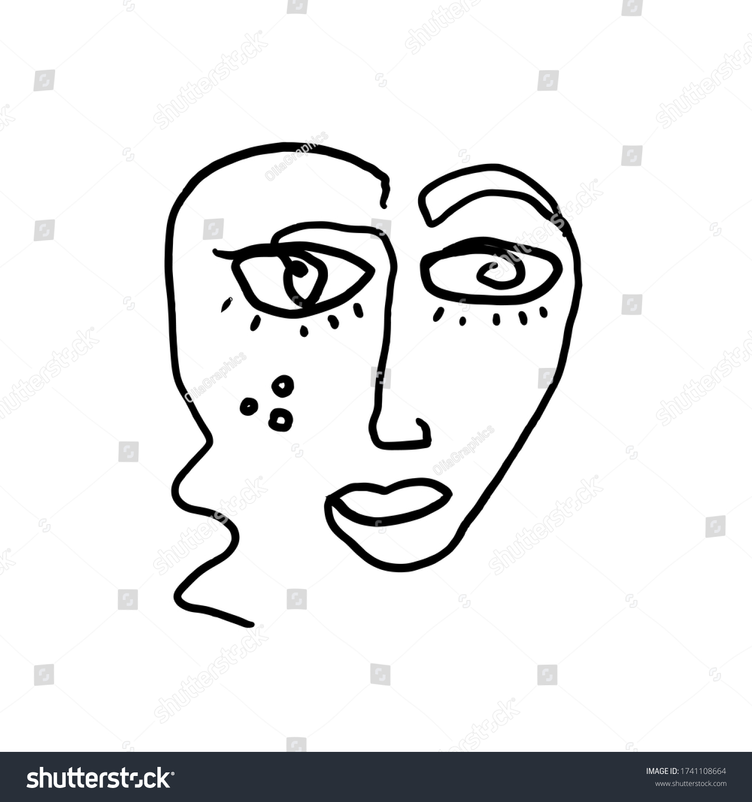 Continuous Line Art Abstract Woman Face Stock Illustration 1741108664 1517