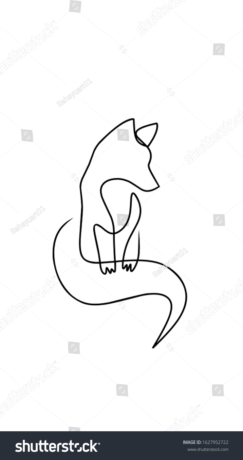 Continuous Line Drawing Animals Art Stock Stock Illustration 1627952722