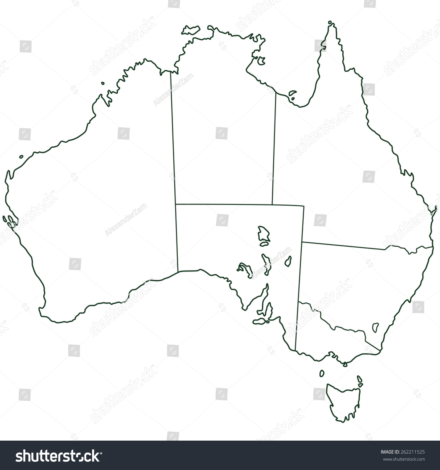 Contour Border Map Australia Stock Illustration 262211525