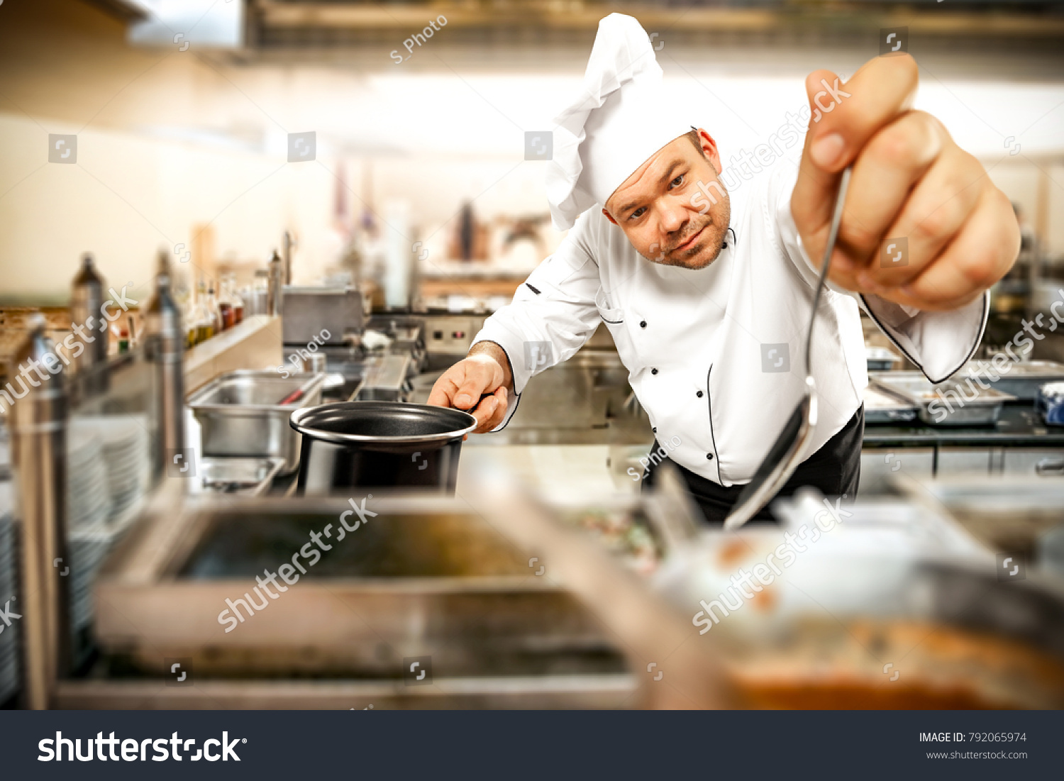 Cook Chef Kitchen Interior Blurred Kitchen Stock Photo Edit Now