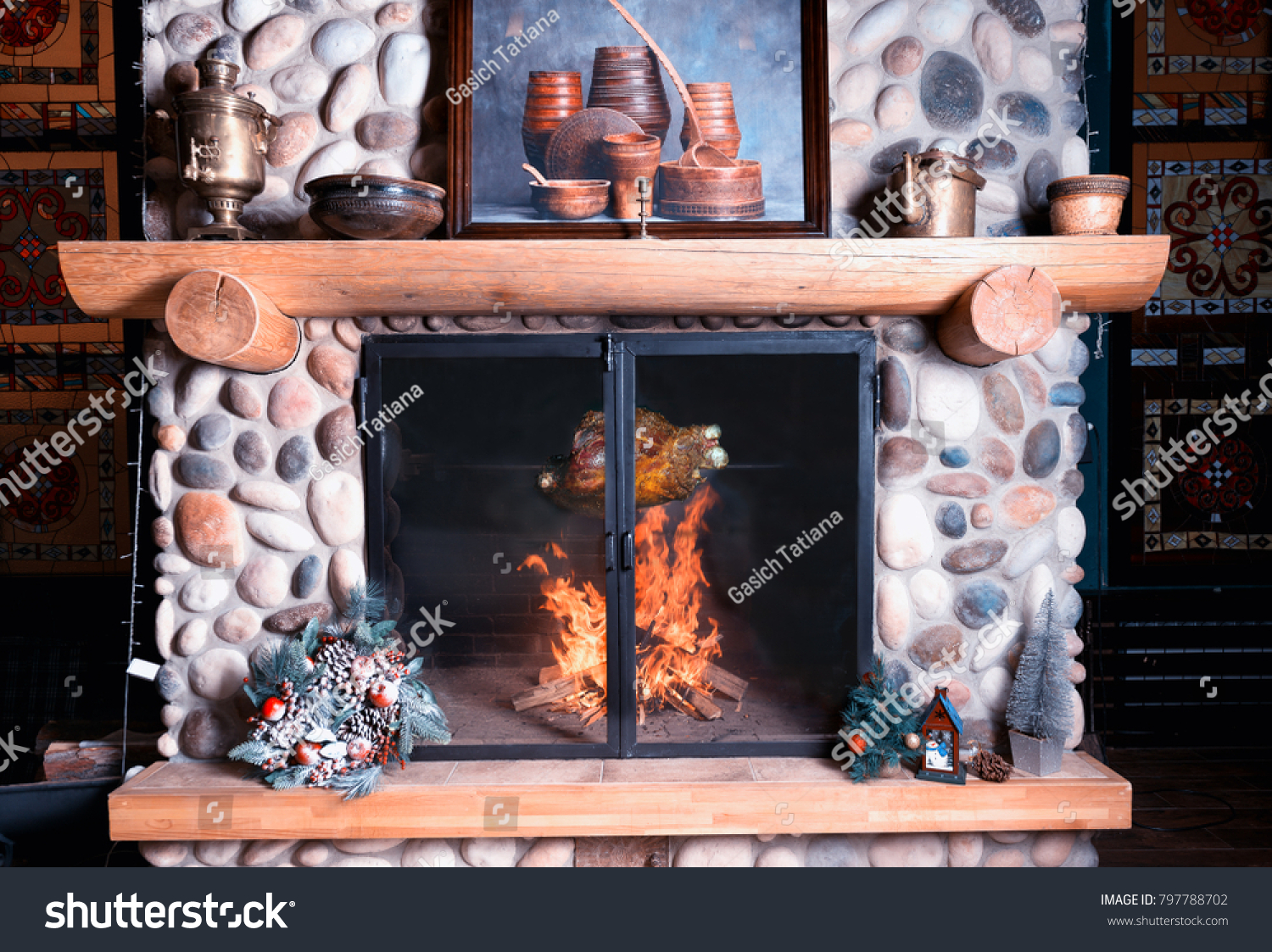 Cooking Horse Meat On Skewer Fireplace Stock Photo Edit Now