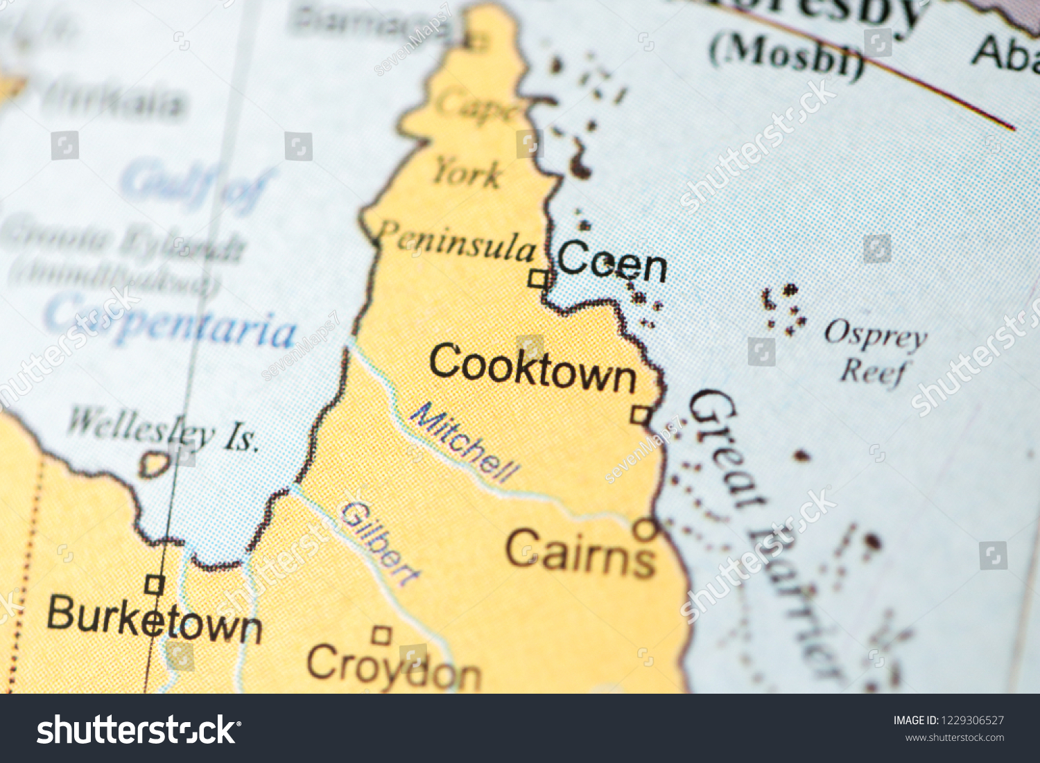 Map Of Cooktown And Surrounds Cooktown Australia On Geography Map Stock Photo 1229306527 | Shutterstock