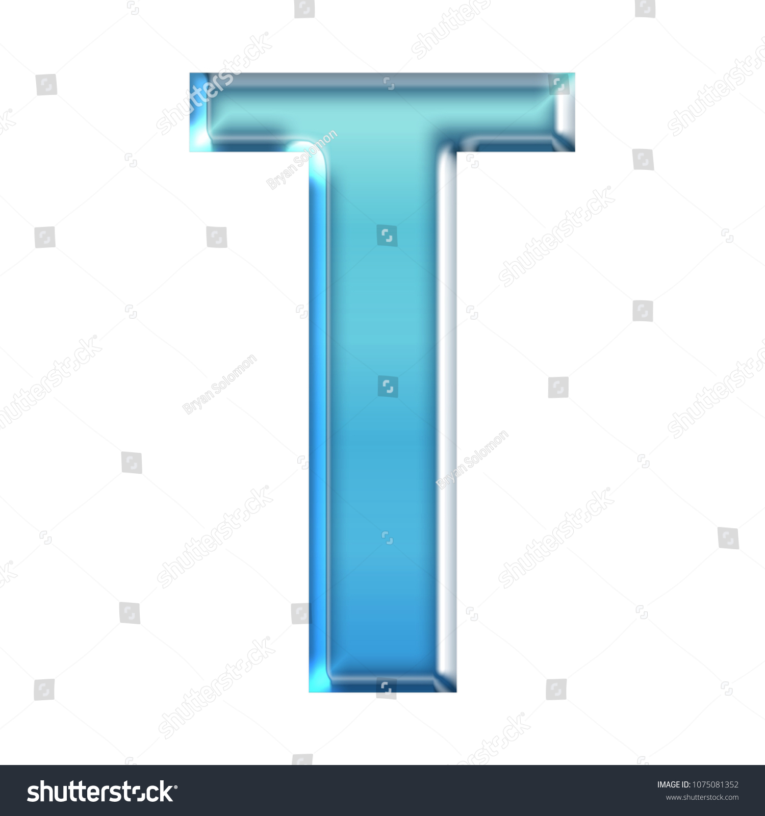 Cool Blue Glass Letter T 3d Stock Illustration